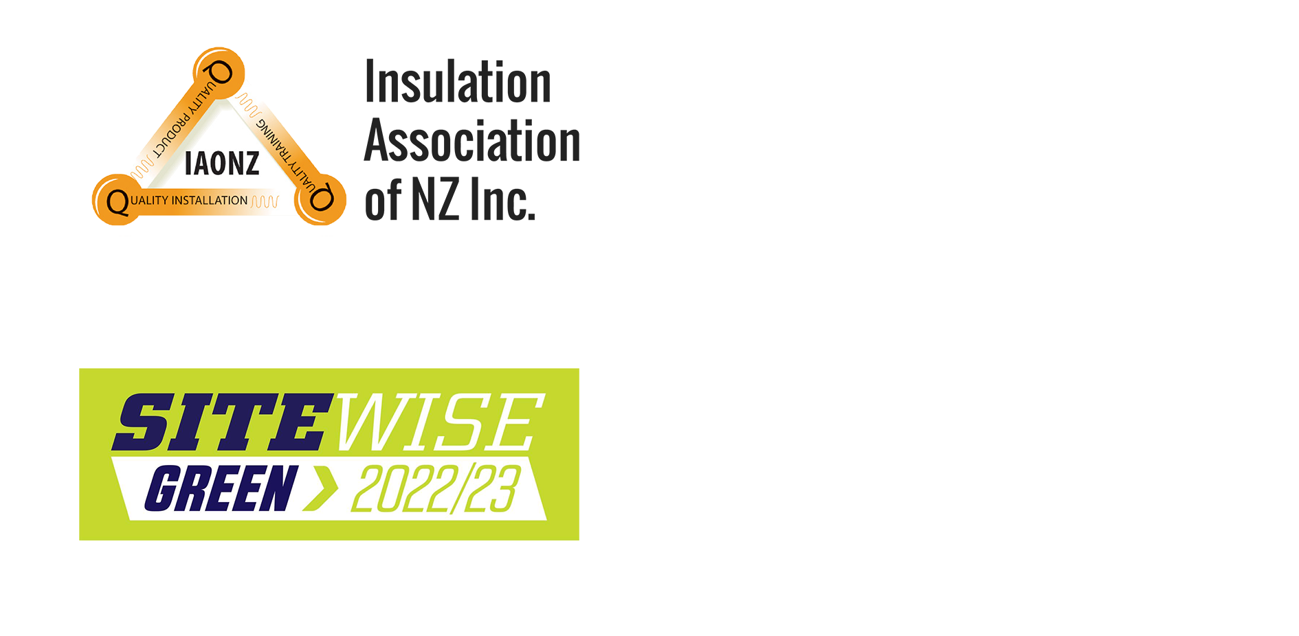 Insulation Association of New Zealand and SiteWise Green accreditation logos